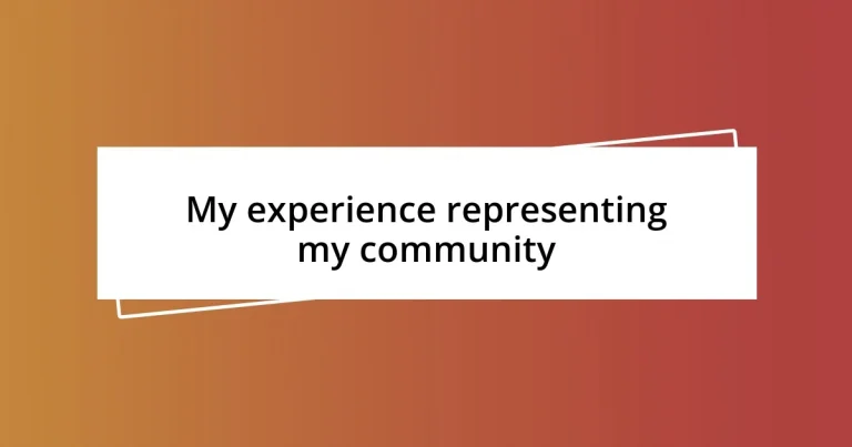 My experience representing my community