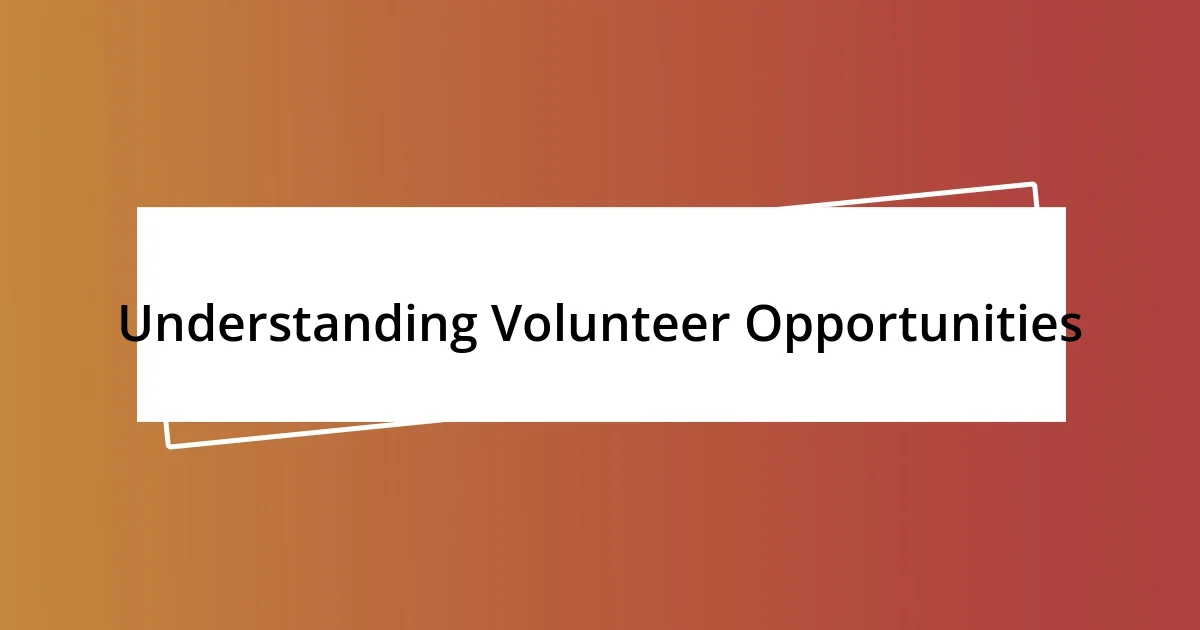 Understanding Volunteer Opportunities