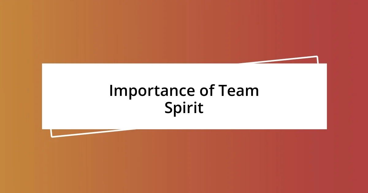 Importance of Team Spirit