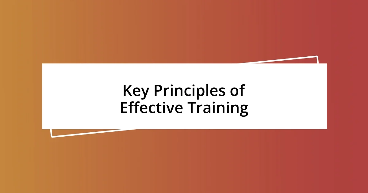 Key Principles of Effective Training